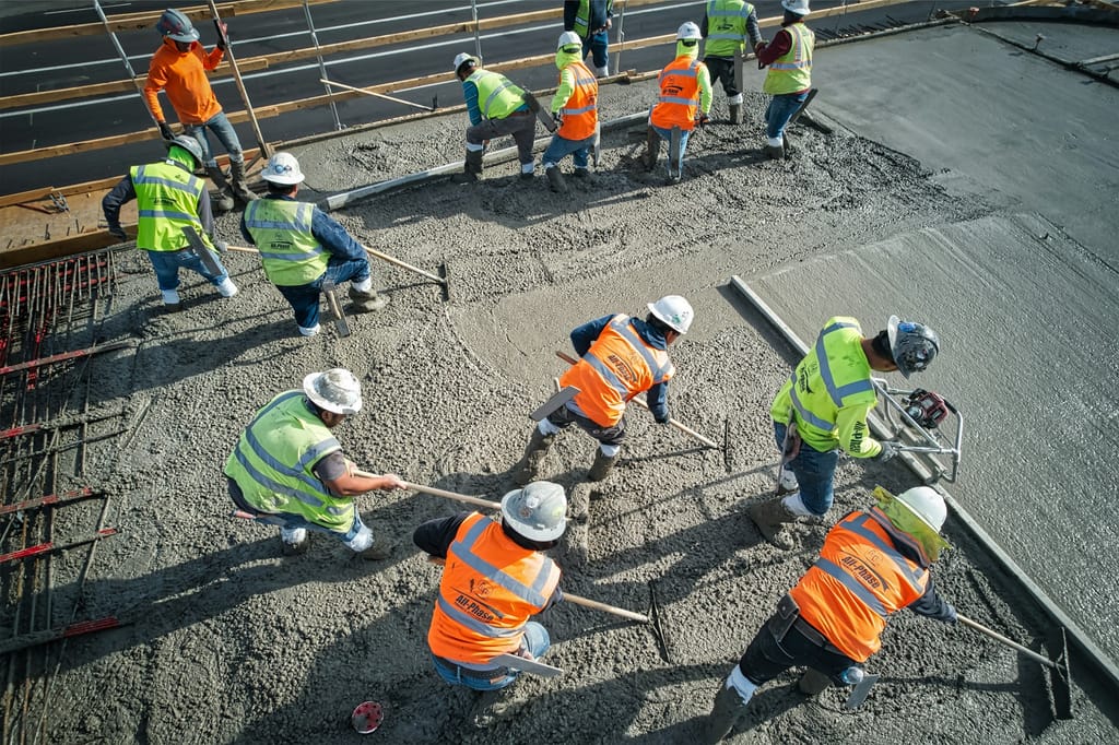 Poured concrete foundation work on a commercial site development project